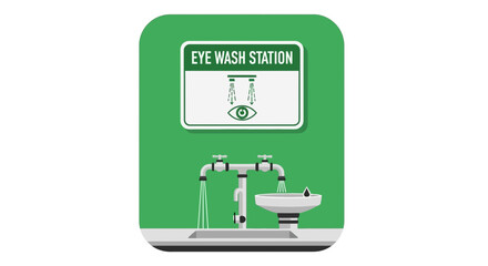 Emergency Eye Wash Station Vector Illustration for Workplace Safety and First Aid Procedures. Essential for Chemical Exposure and Industrial Hazard Mitigation
