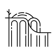 Minimalist roller coaster line art design conceptual illustration  