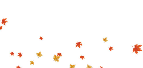 Autumn Breeze with Maple Leaves — Orange, Yellow, and Red Foliage Flying Isolated Vector