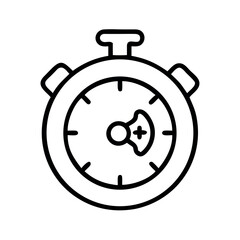 Simple line art icon of a stopwatch measuring time