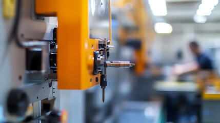 Precision machining setup with a detail-oriented focus. Industrial manufacturing in action. Automated process showcased.