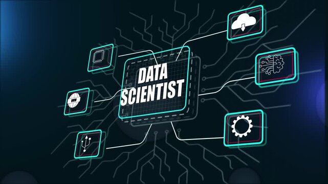 AI data scientist, transforming raw information into insights through futuristic analytics and automation technology