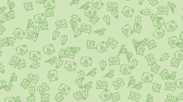 Doodle money pattern with sketched people, computers, ideas, and pencils. Suitable for finance, business, education, and creative concepts design projects.