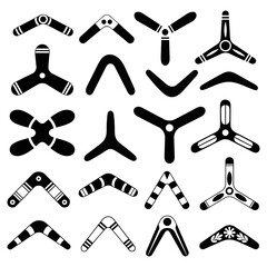 Collection of boomerang shapes in black color