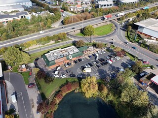 aerial view of A63. Clive Sullivan Way, running along side the river Humber in the city of Kingston upon Hull 
