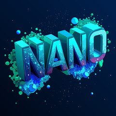 Futuristic nano technology word art with abstract particles