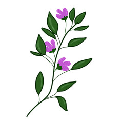 Elegant floral sprig with delicate violet flowers and rich green leaves adds a touch of nature to your designs and invitations with fresh charm