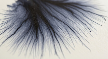 Abstract Black Ink Spreading on White Surface Creating Delicate Branching Patterns