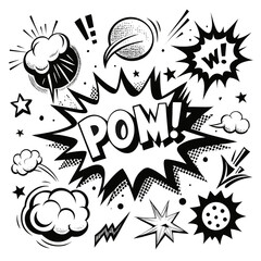 Comic book style sound effects and explosions collection