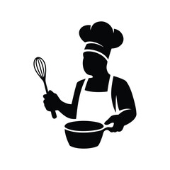 Chef Cooking Silhouette Logo Design