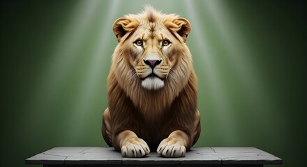 Majestic Lion Portrait Under Dramatic Spotlight Capturing the King of the Jungle