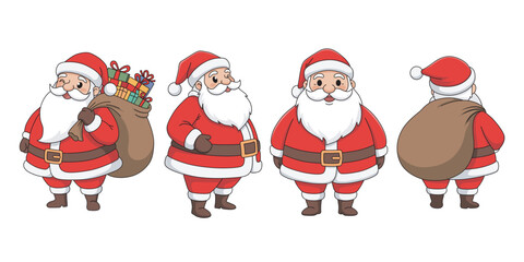 Funny Cute Santa Claus Collection Vector Illustration for Christmas Designs