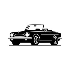 Stylized black convertible car representing freedom, travel, and luxury lifestyle in a simple elegant form.
