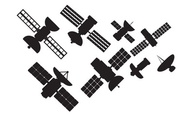 Satellite Silhouettes: Orbital Technology, Communication, and Space Exploration Vector Art