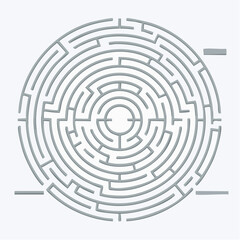 Circular maze illustration with complex pathways and entry points