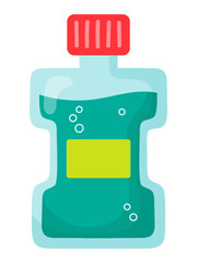 Mouth rinse bottle illustration in flat style. Oral care. 
