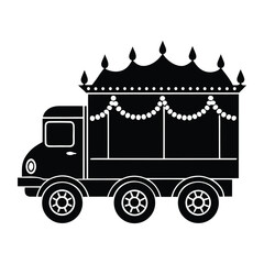 Indian Truck Decorated for Diwali Vector Silhouette