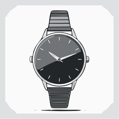 Classic wristwatch illustration against a clean white backdrop for design projects
