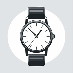Classic wristwatch illustration on white background time measurement concept