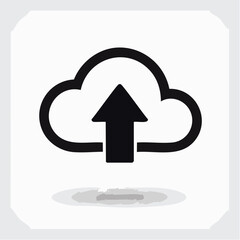 Cloud upload icon illustration with upward arrow symbol on white background