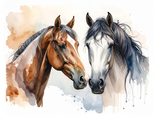 Two horses illustration