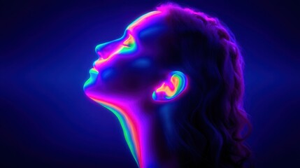 Obraz premium Abstract profile with vibrant neon colors.