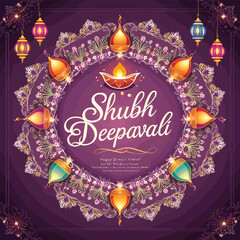 Happy Diwali - festival greeting and wishing card. 