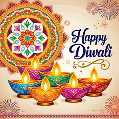 Happy Diwali - festival greeting and wishing card. 