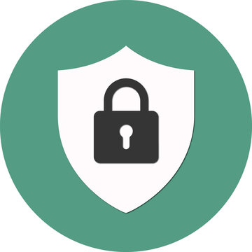 Cybersecurity icon with shield and padlock symbol