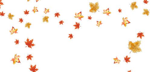 Autumn Maple Leaf Rain — Transparent PNG with Falling Orange and Golden Leaves