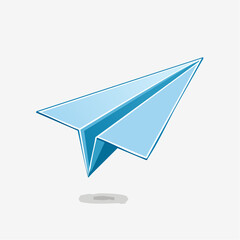 Naklejka premium Blue paper airplane vector illustration on white background