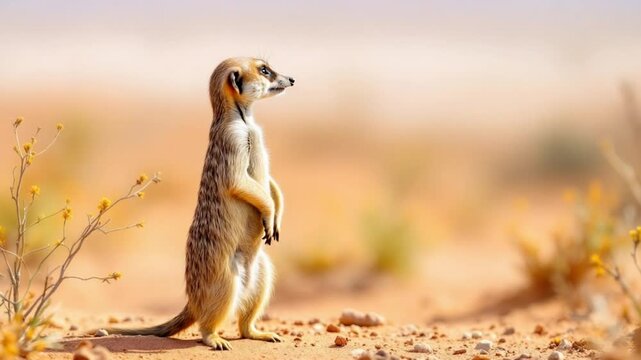 Meerkat Sentinel - A Vigilant Guardian in the Arid Landscape.