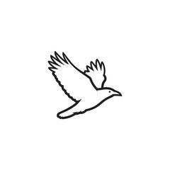 Vector art of a black outline illustration of a bird in flight, isolated on a, symbolizing freedom and movement