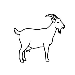 Outline of a goat. Vector black and white outline icon on a transparent background is from the "Dairy Farm Icons" series.