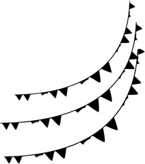A vector illustration of black and white party bunting banner decoration festive celebration hanging garland pennant flags for events 100cm on transparent background