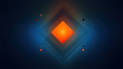Abstract geometric design with glowing orange square