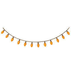 Orange Holiday String Lights Garland in Curved Layout Illustration
