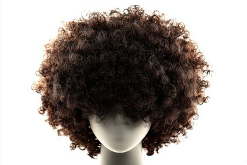 afro textured curly wig, isolated on white background