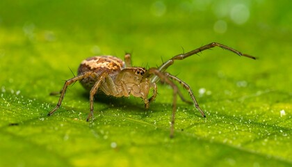 Fototapeta premium Close-up of a Small Spider on a Leaf.