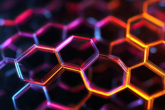 Abstract glowing hexagonal grid