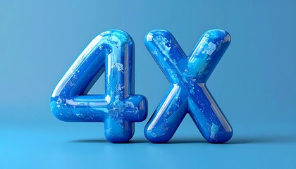 Four Times Magnification Blue Text.