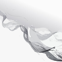 Obraz premium Abstract gray wave design with dynamic brushstrokes on a white background