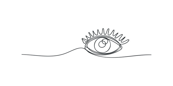 Continuous line drawing of an eye and lashes