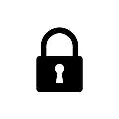 Simple black icon of a padlock symbol representing security and protection isolated vector on white background