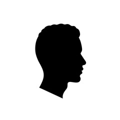 Silhouette profile of a man's head side view dark human form on white vector on white background