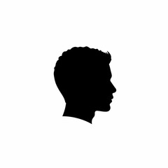 Modern male silhouette profile head black and white simple and bold identity concept vector on white background