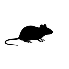 Silhouette of a small rodent mouse isolated on a plain background for simple visual representation vector on white background