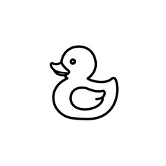 Simple outline drawing of a cute rubber duck for playtime and bath time fun vector on white background