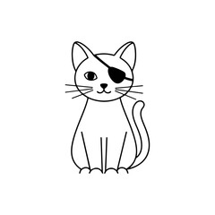 Cute cartoon cat with an eye patch illustration.