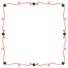 christmas frame with red ribbon